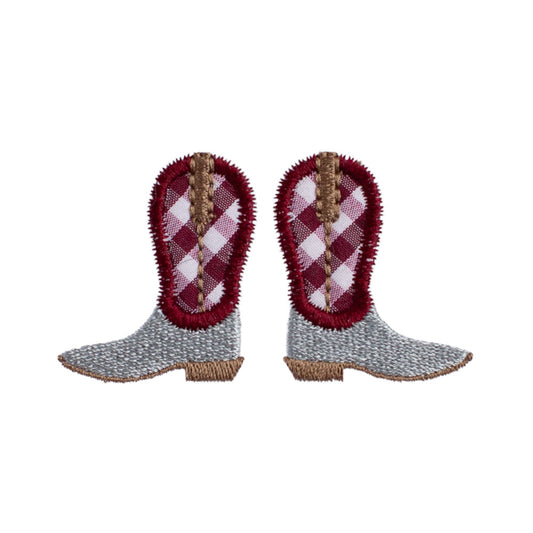 Cowboy Boots Applique Onesie in Maroon