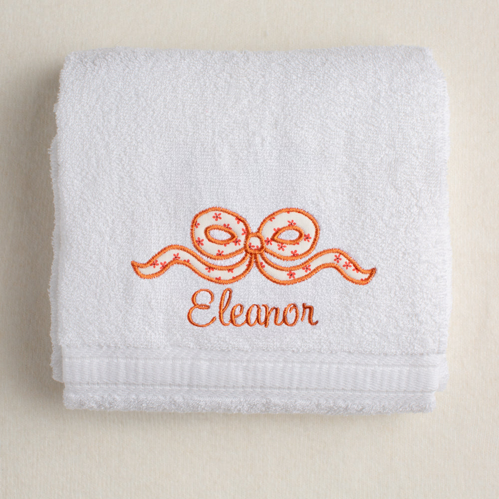 Applique Bow Bath Towel in Burnt Orange