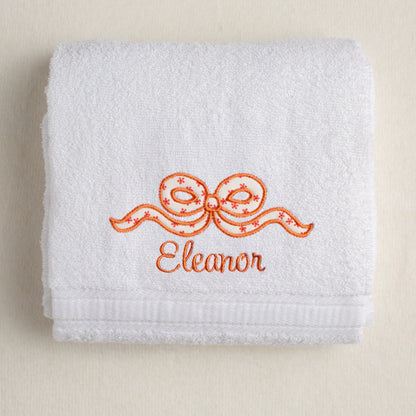 Applique Bow Bath Towel in Burnt Orange