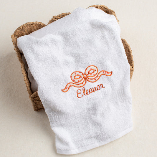 Applique Bow Bath Towel in Burnt Orange