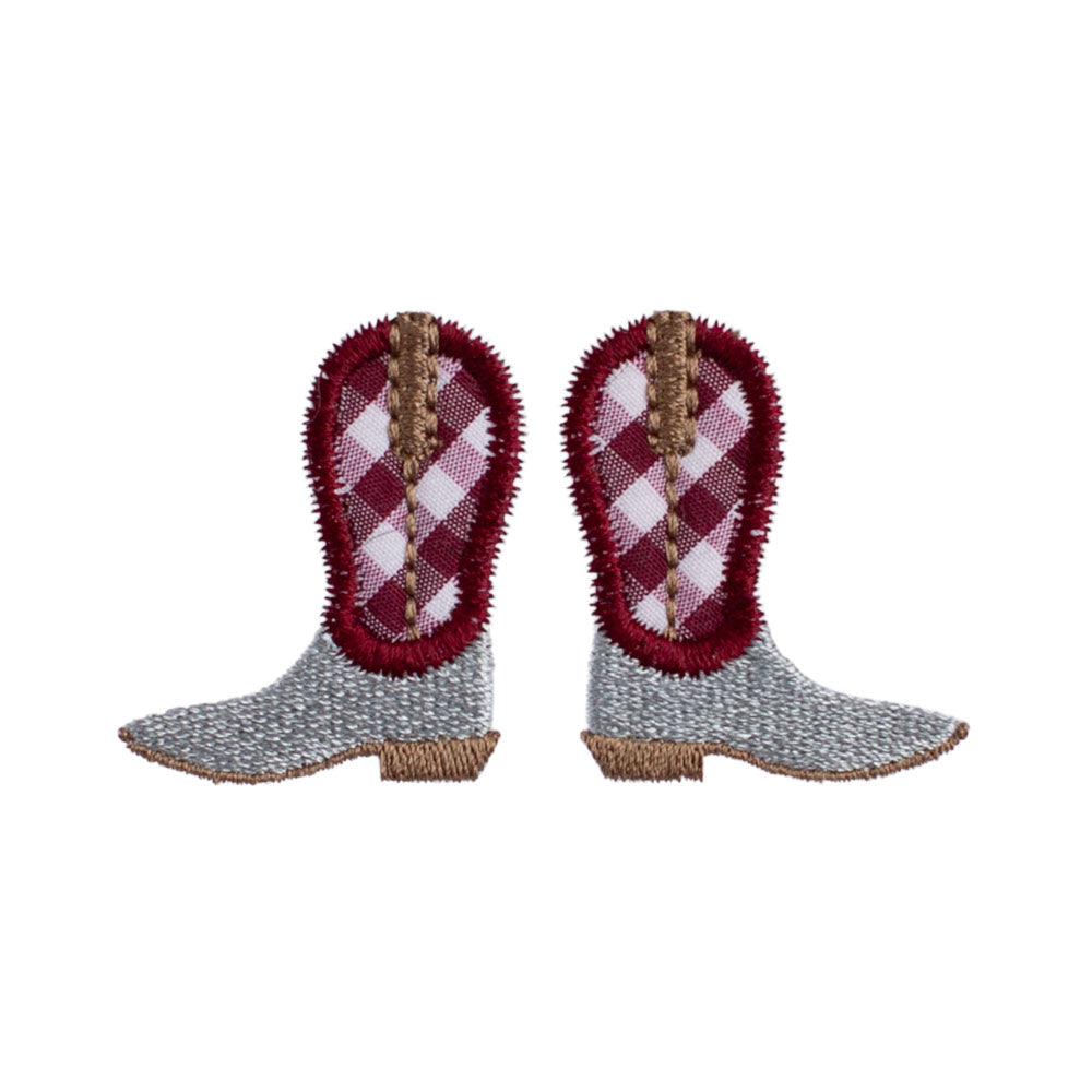 Cowboy Boots Applique Onesie in Maroon