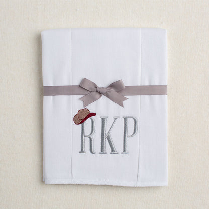 Tip Your Hat Embroidered Initials Burp Pad in Maroon