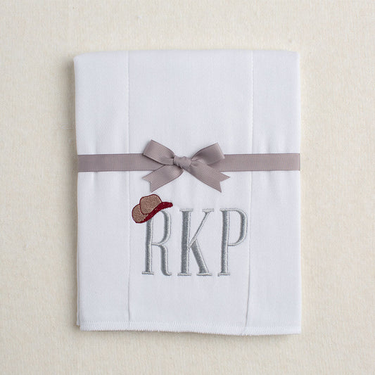 Tip Your Hat Embroidered Initials Burp Pad in Maroon