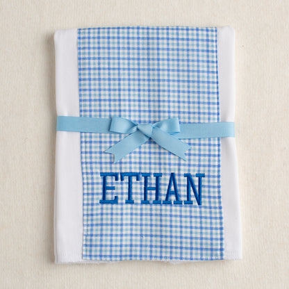 Personalized fabric burp pad made of a 100% cloth diaper for a one of a kind unique baby boutique gift