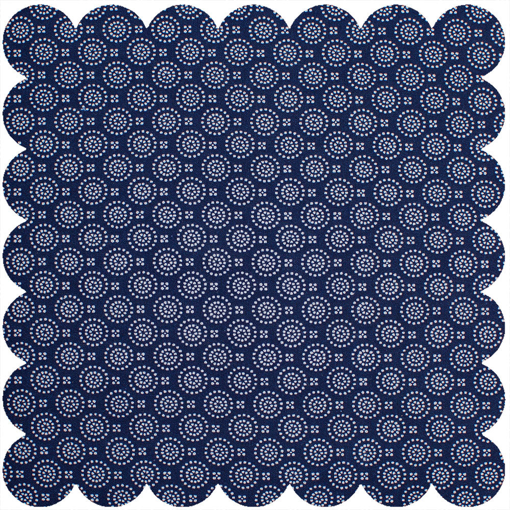 Navy blue medallion print.