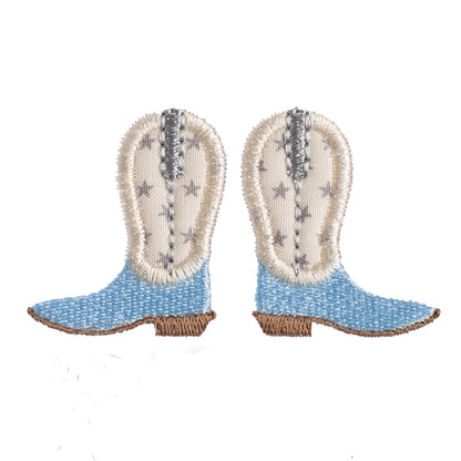 Shooting Stars Cowboy Boots Applique Gown - Blue