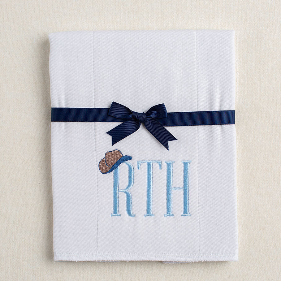 Tip Your Hat Just Like a Cowboy Embroidered Initials Burp Pad