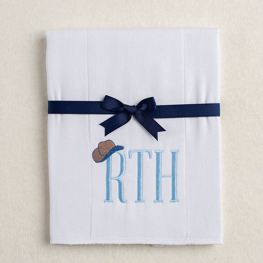 Tip Your Hat Just Like a Cowboy Embroidered Initials Burp Pad