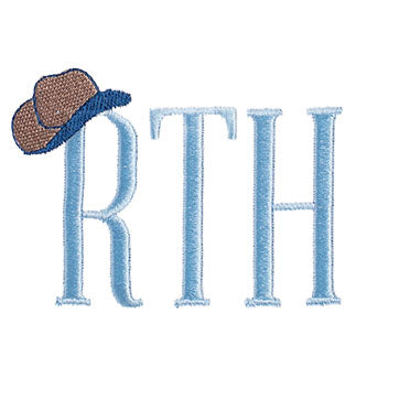Tip Your Hat Just Like a Cowboy Embroidered Initials Bib with Blue Check Fabric Burp Cloth