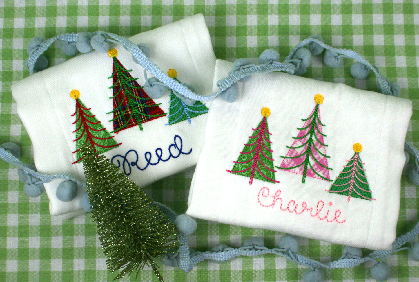 Girl Christmas Trees Burp Pad