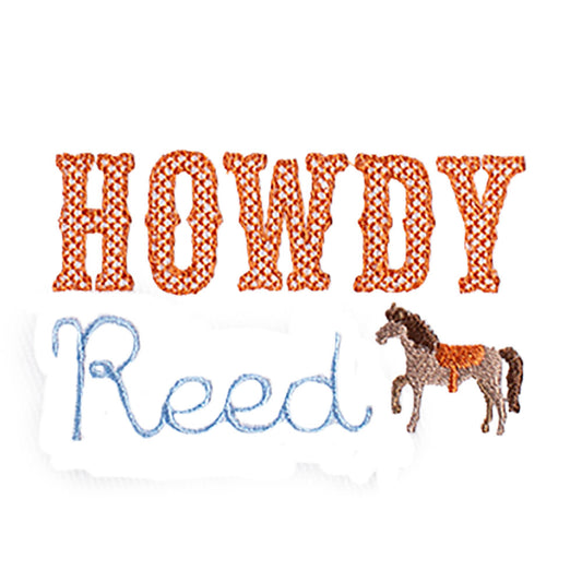 Howdy Horse Embroidered  Bib - Burnt Orange