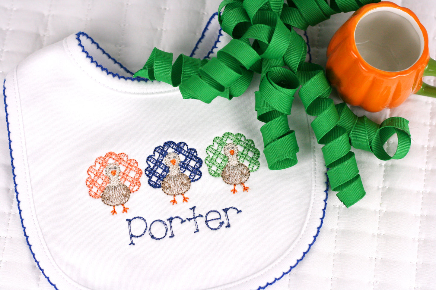 Boy Gingham Turkey Trio Bib