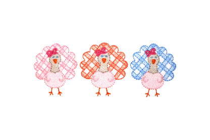 Girl Gingham Turkey Trio Bib