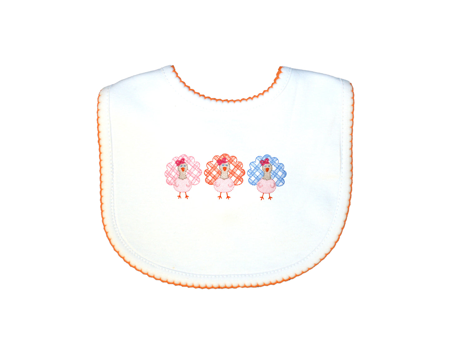 Girl Gingham Turkey Trio Bib