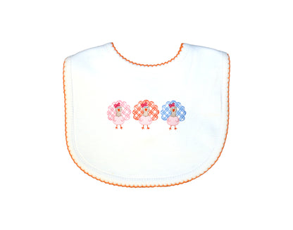 Girl Gingham Turkey Trio Bib