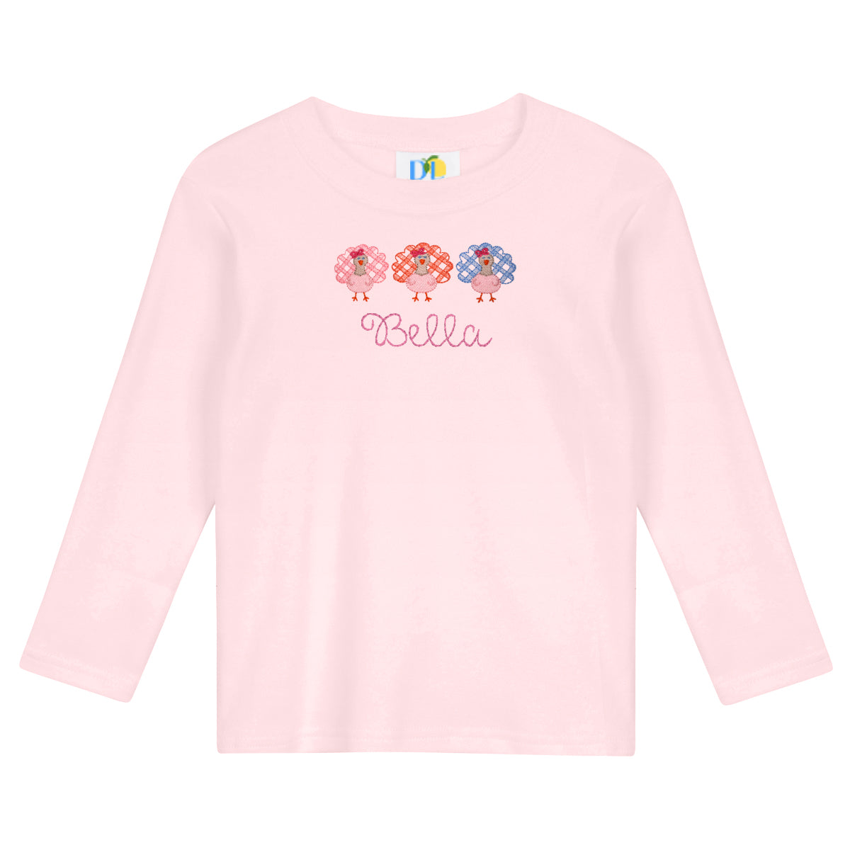 Girl Gingham Turkey Trio L/S Unisex Tee shirt