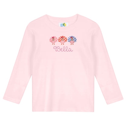 Girl Gingham Turkey Trio L/S Unisex Tee shirt