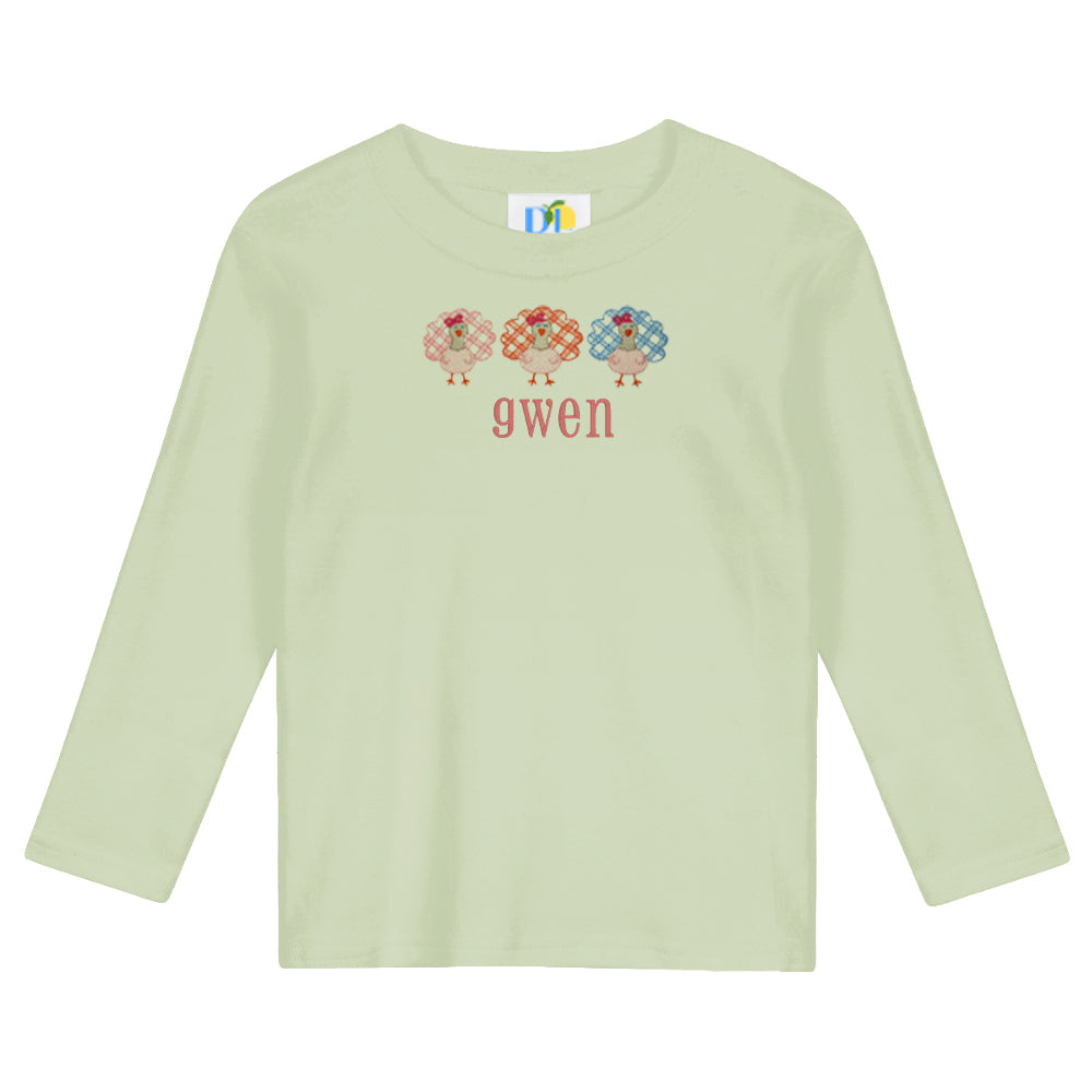 Girl Gingham Turkey Trio L/S Unisex Tee shirt