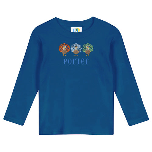 Boy Gingham Turkey Trio L/S Tee Shirt