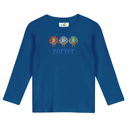 Boy Gingham Turkey Trio L/S Tee Shirt