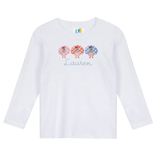 Girl Gingham Turkey Trio L/S Unisex Tee shirt