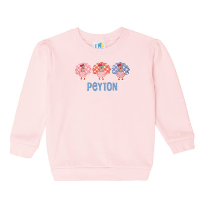 Girl Gingham Turkey Trio Sweatshirt