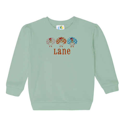 Girl Gingham Turkey Trio Sweatshirt