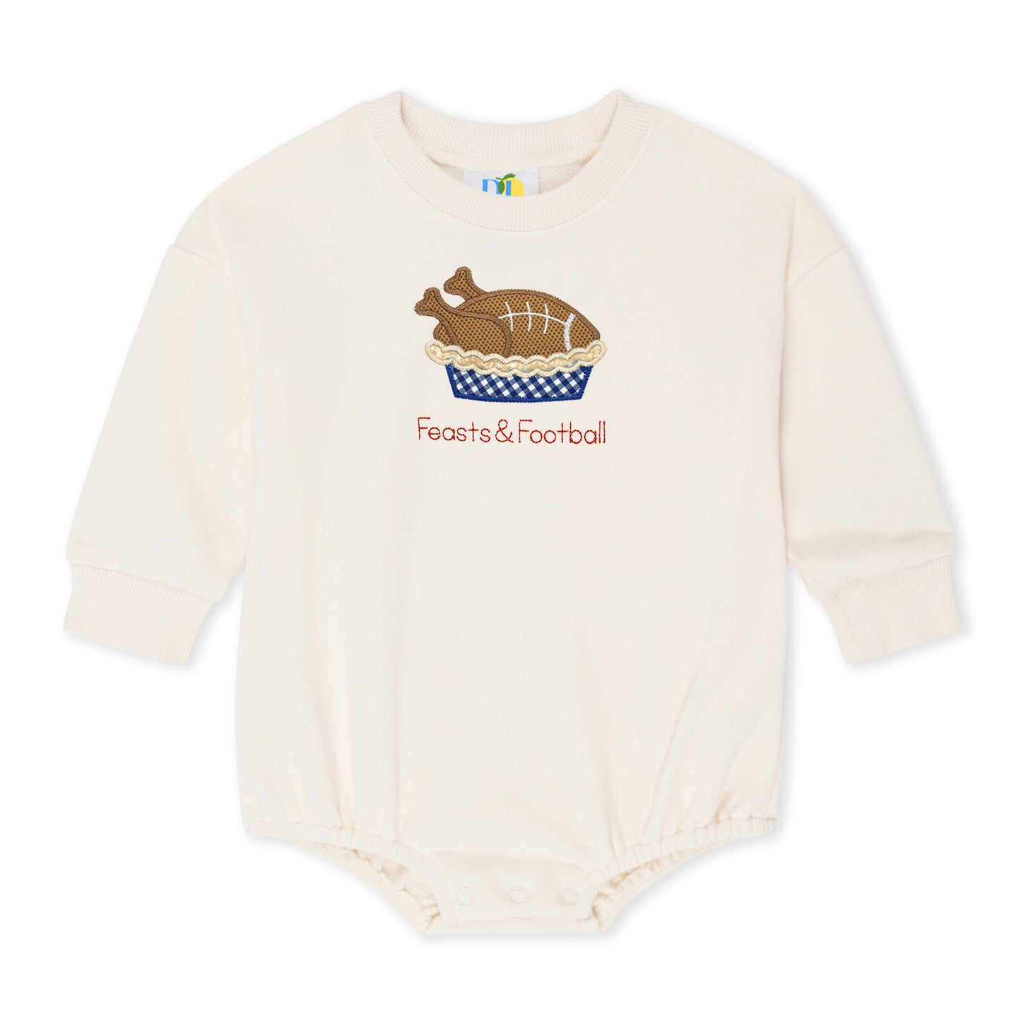 Boy Feasts and Football Sweatshirt Bubble Romper