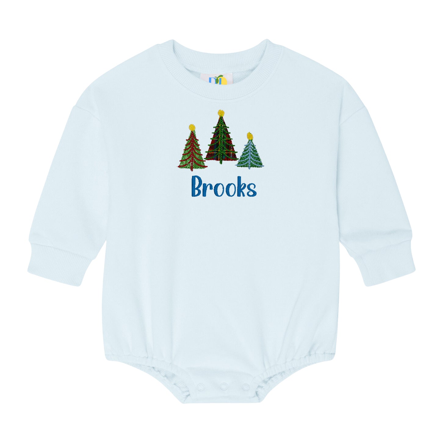 Boy Christmas Trees Sweatshirt Bubble Romper