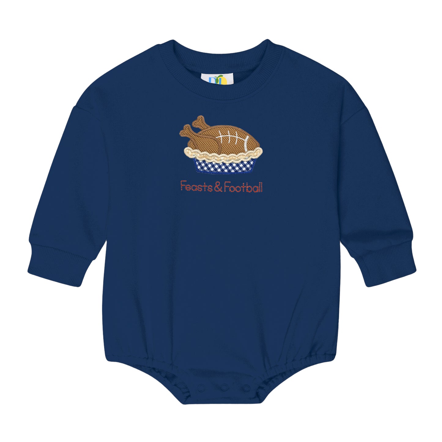 Boy Feasts and Football Sweatshirt Bubble Romper