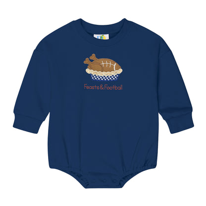 Boy Feasts and Football Sweatshirt Bubble Romper