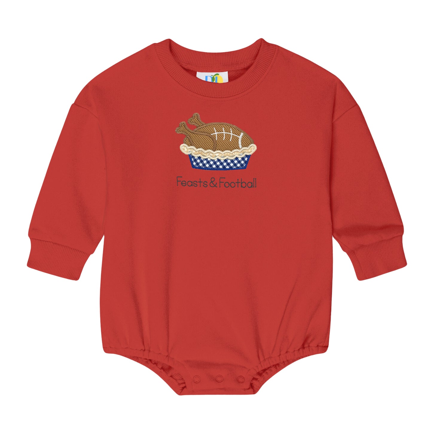 Boy Feasts and Football Sweatshirt Bubble Romper