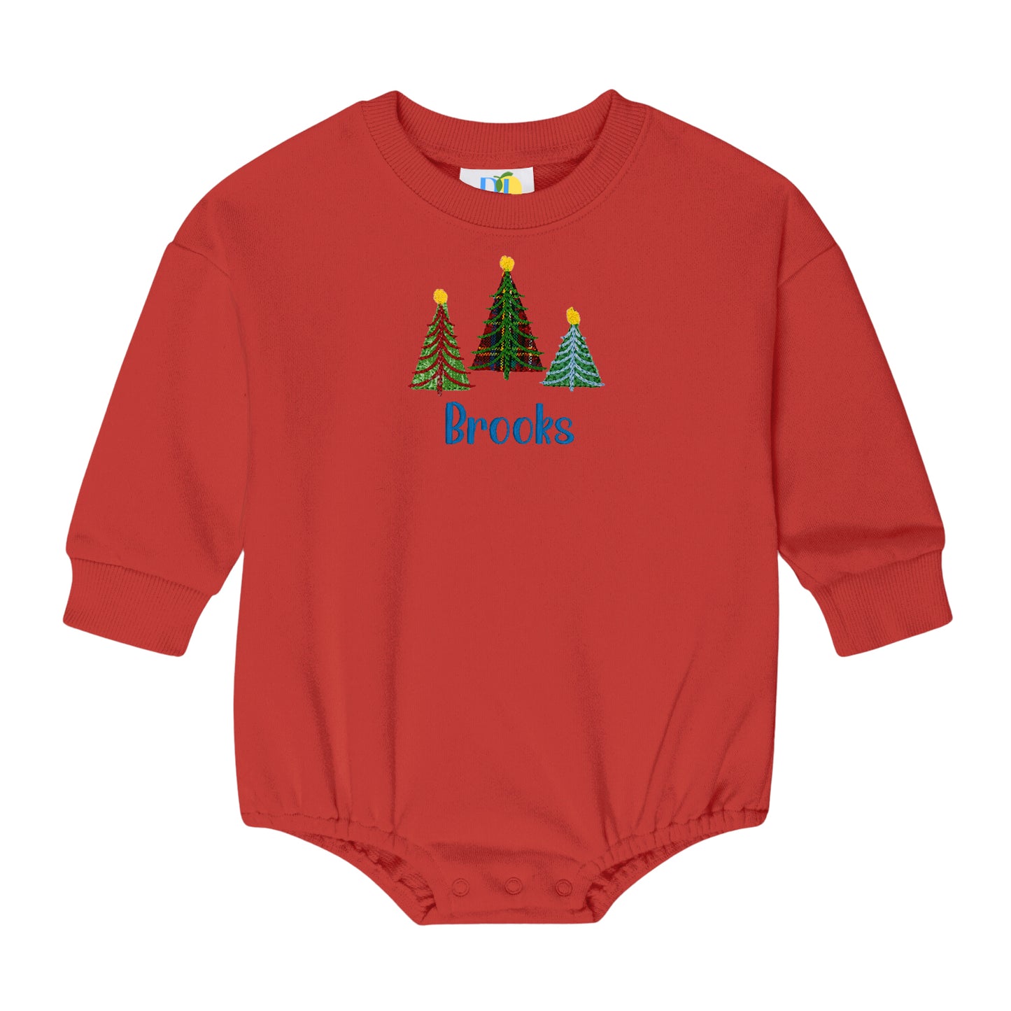 Boy Christmas Trees Sweatshirt Bubble Romper