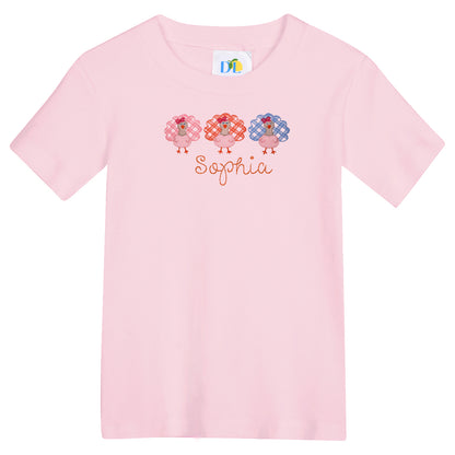 Girl Gingham Turkey Trio S/S Fancy Tee Shirt