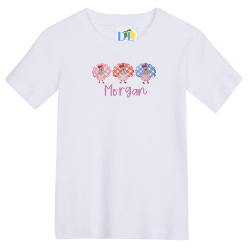 Girl Gingham Turkey Trio S/S Fancy Tee Shirt