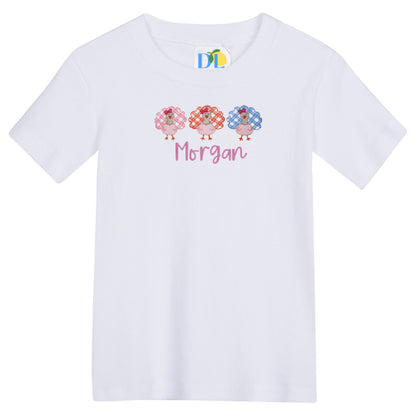 Girl Gingham Turkey Trio S/S Fancy Tee Shirt