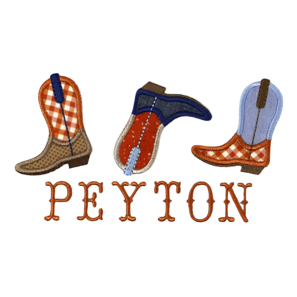 Trio Appliqued Boots Towel - Burnt Orange/Brown/Chambray + Indigo