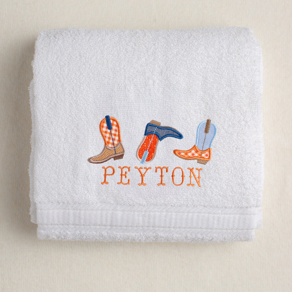 Trio of Applique Cowboy Boots Bath Towel - Burnt Orange