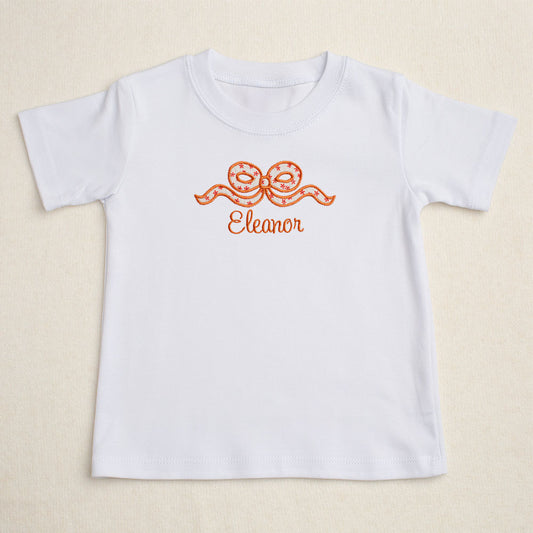 Applique Bow T-Shirt - Burnt Orange