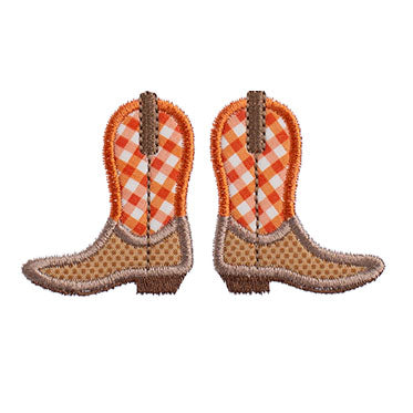 Cowboy Boots Applique Burp Pad - Burnt Orange