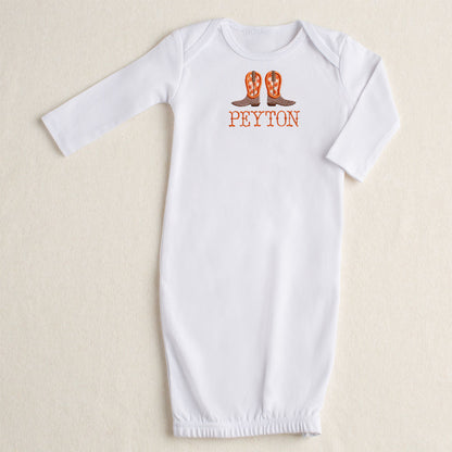 Cowboy Boots Applique Gown - Brown/Burnt Orange