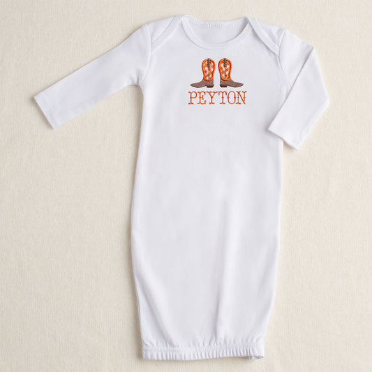 Cowboy Boots Applique Gown - Brown/Burnt Orange