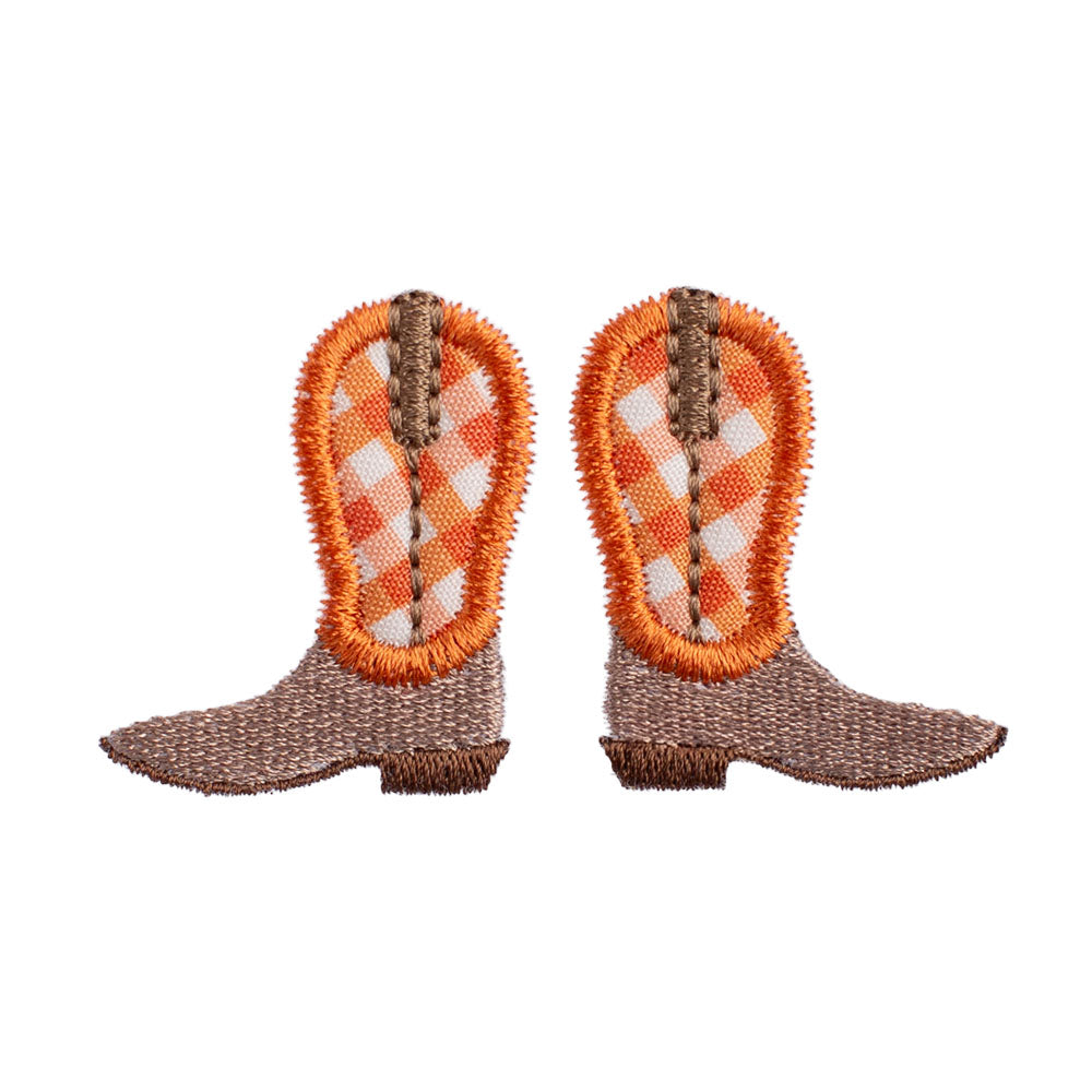 Cowboy Boots Applique Onesie - Brown/Burnt Orange