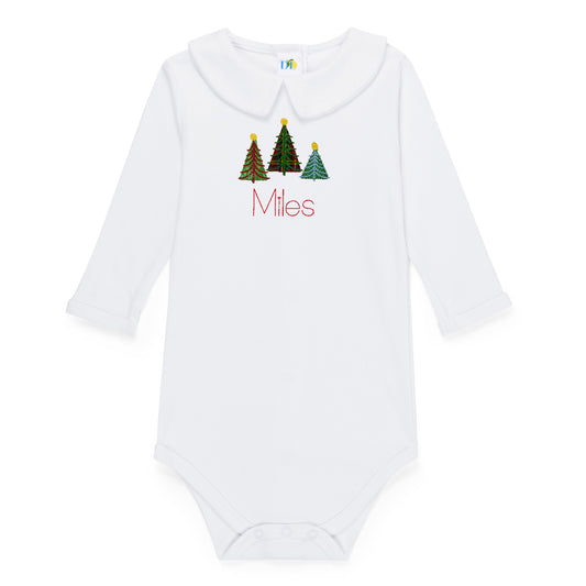 Boy Christmas Tree L/S Onesie with collar