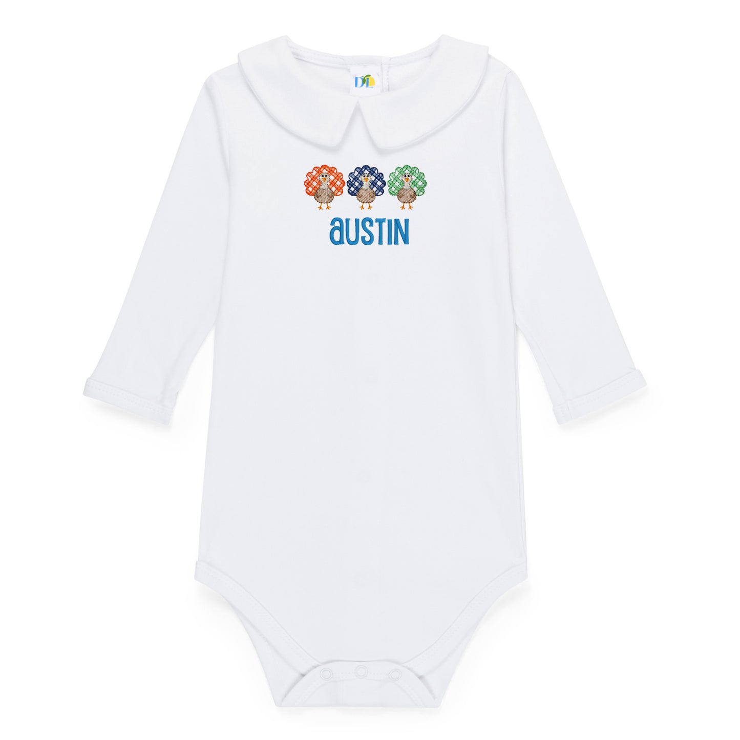 Boy Gingham Turkey Trio L/S Onesie