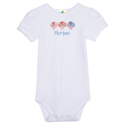 Girl Gingham Turkey Trio S/S Fancy Onesie