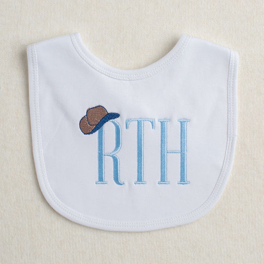 Tip Your Hat Just Like a Cowboy Embroidered Initials Bib