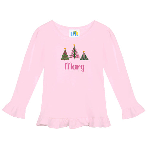 Girl Christmas Trees L/S Tee Shirt