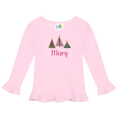 Girl Christmas Trees L/S Tee Shirt