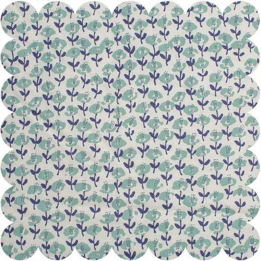 Seafoam and navy floral Liberty print.